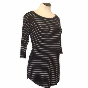 Hawthorne Made in MI SUPER Comfy 3/4 Sleeve Top Black White Stripes Size Large